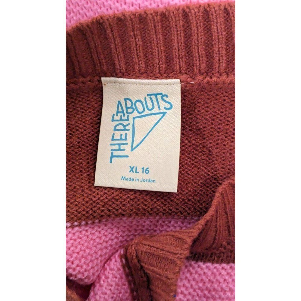 There Abouts Girls Size XL 16 Bright Pink Stripe Sweater Acrylic Long Sleeve - Picture 7 of 9